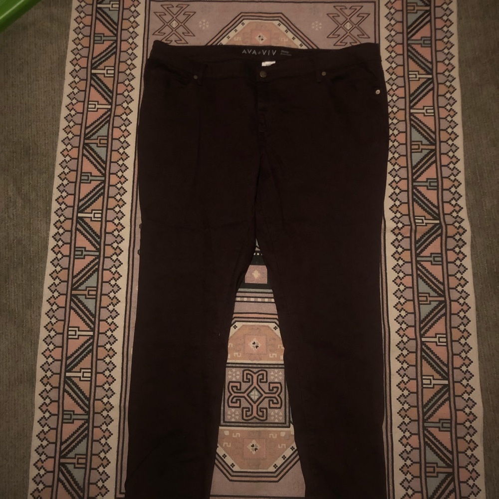 Maroon Skinny Jeans Ava & Viv Plus Size